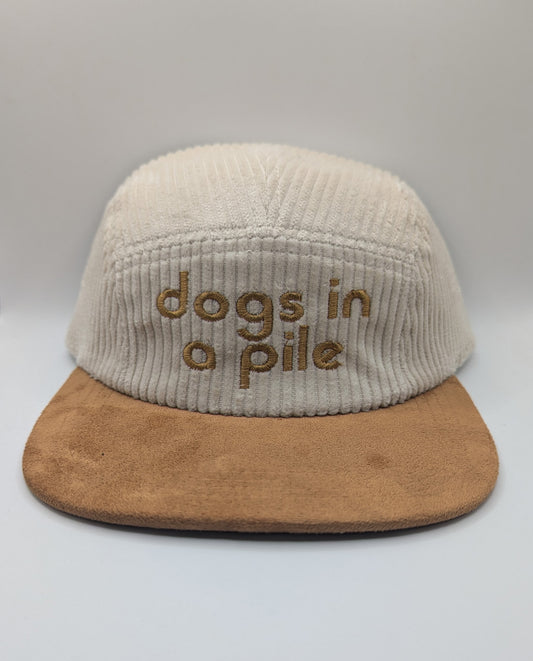 Cream/Brown Five Panel Corduroy hat