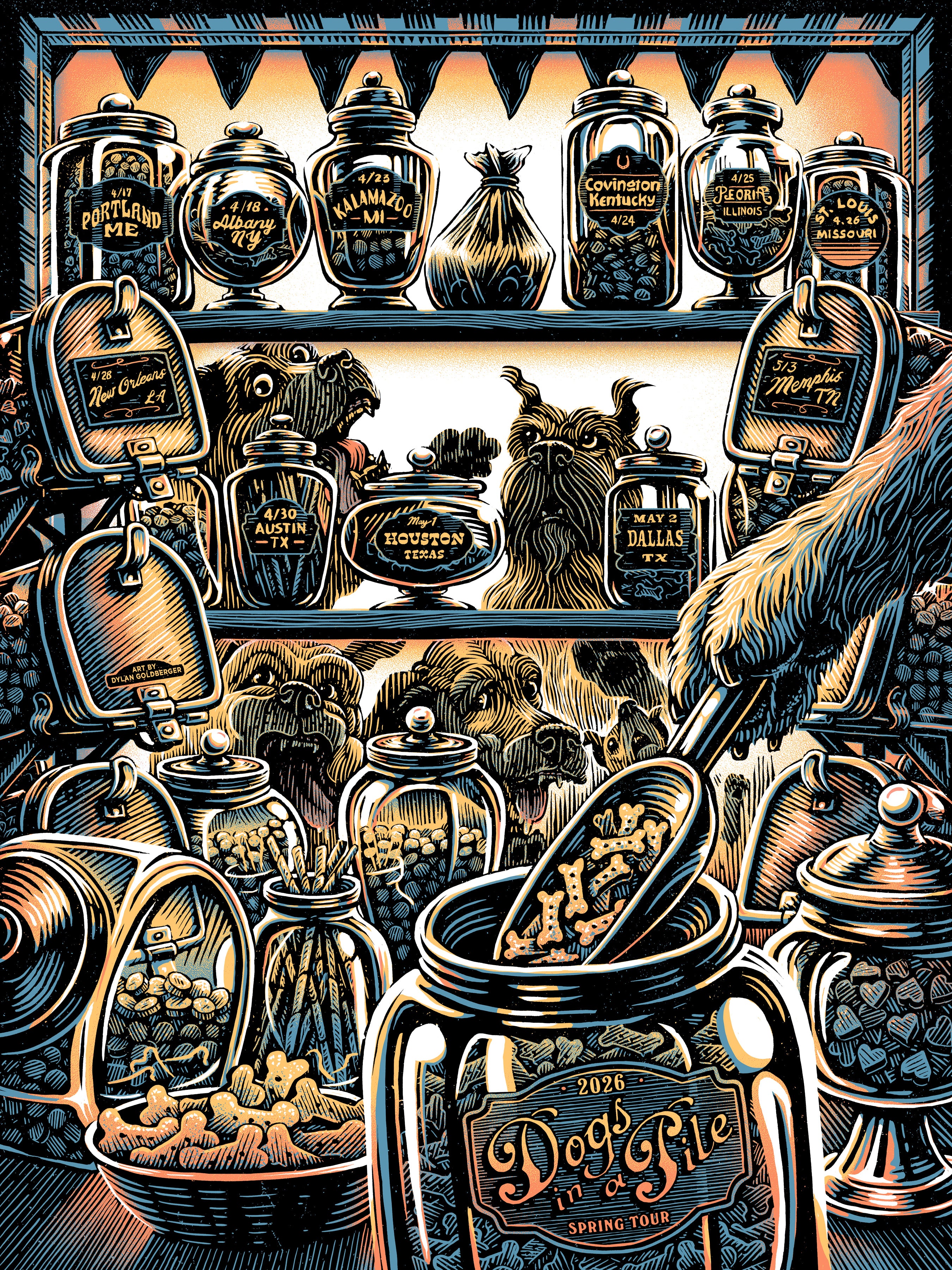 Spring 2026 Foil Tour Poster – Dogs In A Pile