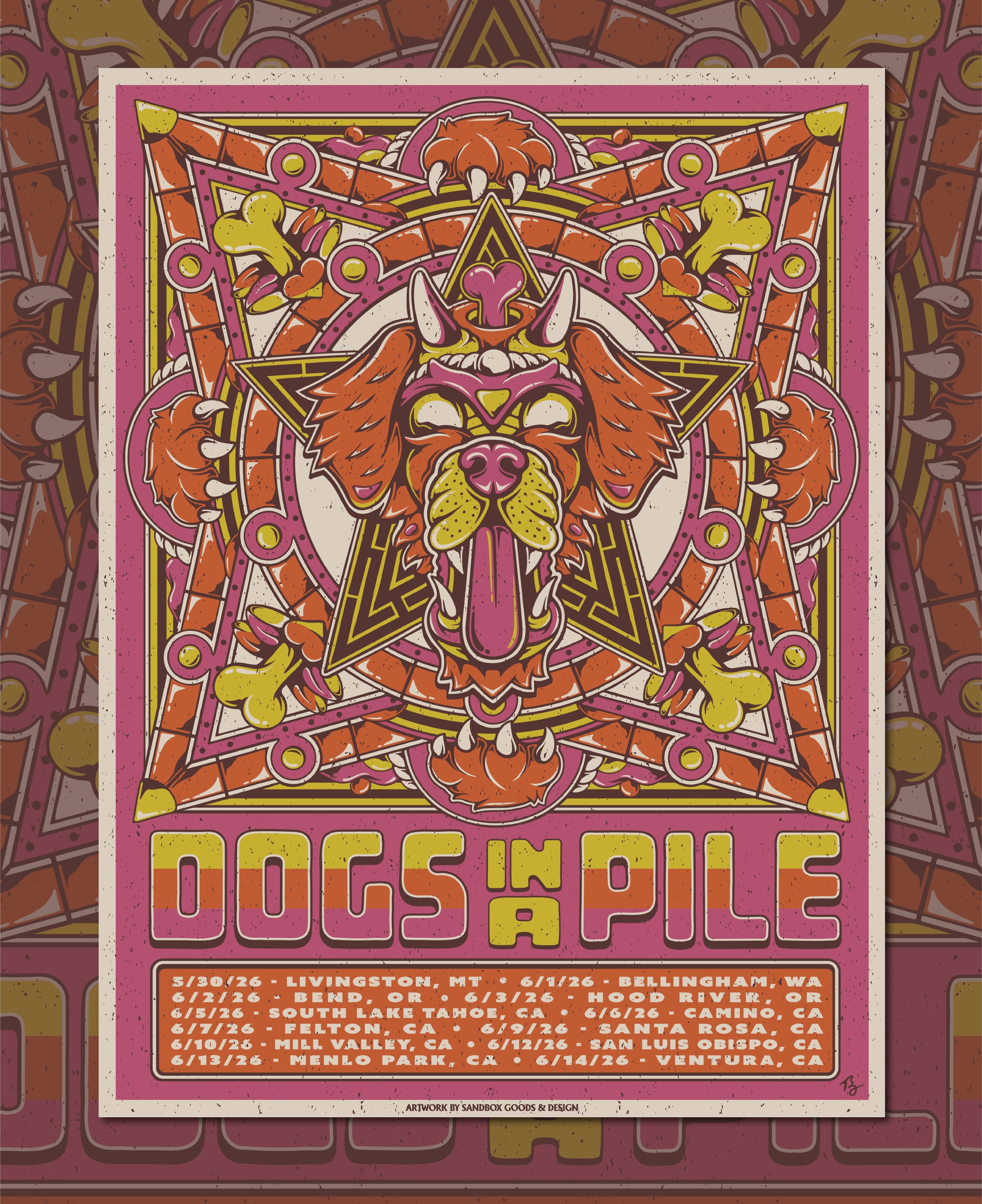 Summer 2026 Tour Poster – Dogs In A Pile